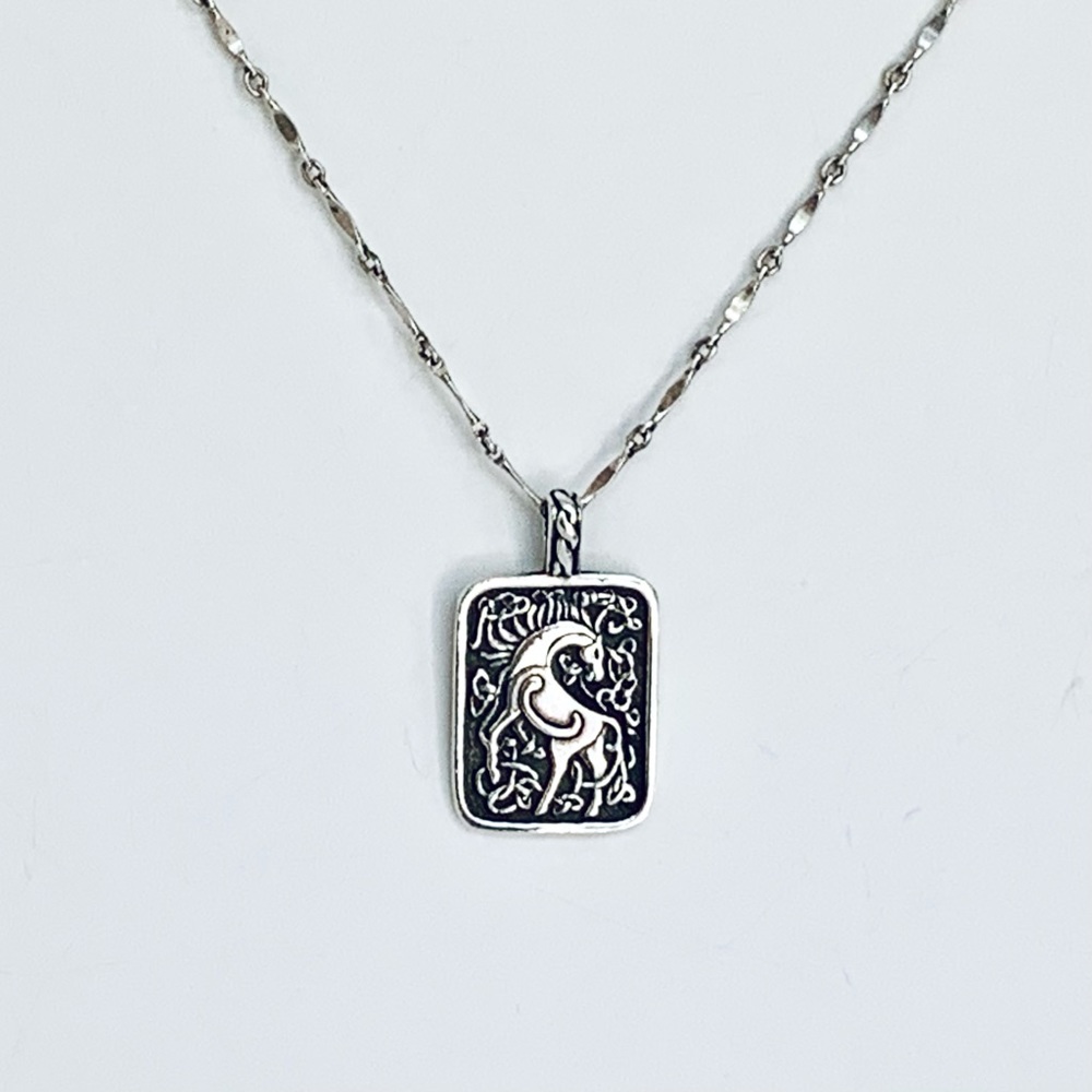 Silver Celtic Horse Pendant Necklace